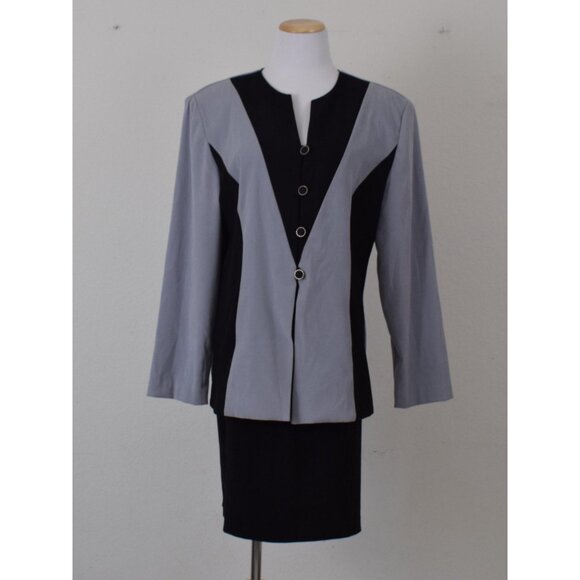 Vintage‎ Black Polyester 2 pc Skirt + Jacket Set - Picture 9 of 10